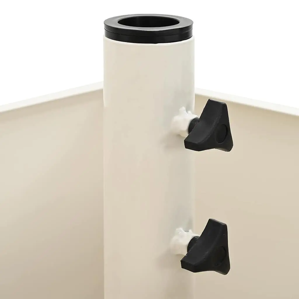 Outdoor Umbrella Stand Steel White 45x45x45cm Manual Adjustable Parasol Base With 360 Degree Rotation