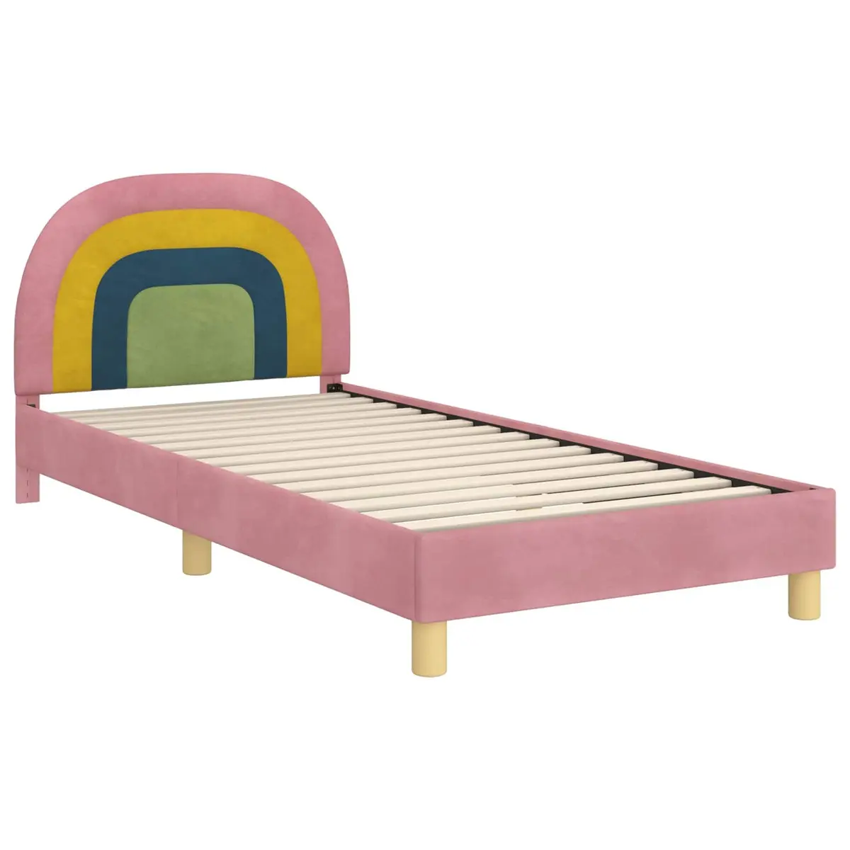 Kids Bed Frame Velvet Touch 90 x 190 cm Pink Slatted Base