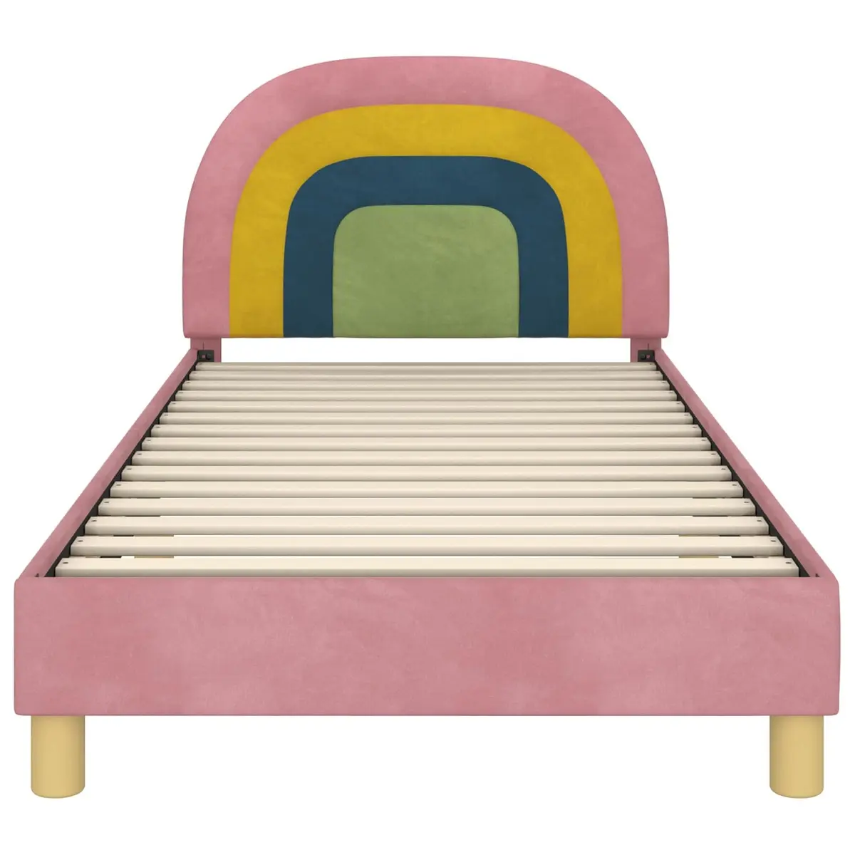 Kids Bed Frame Velvet Touch 90 x 190 cm Pink Slatted Base