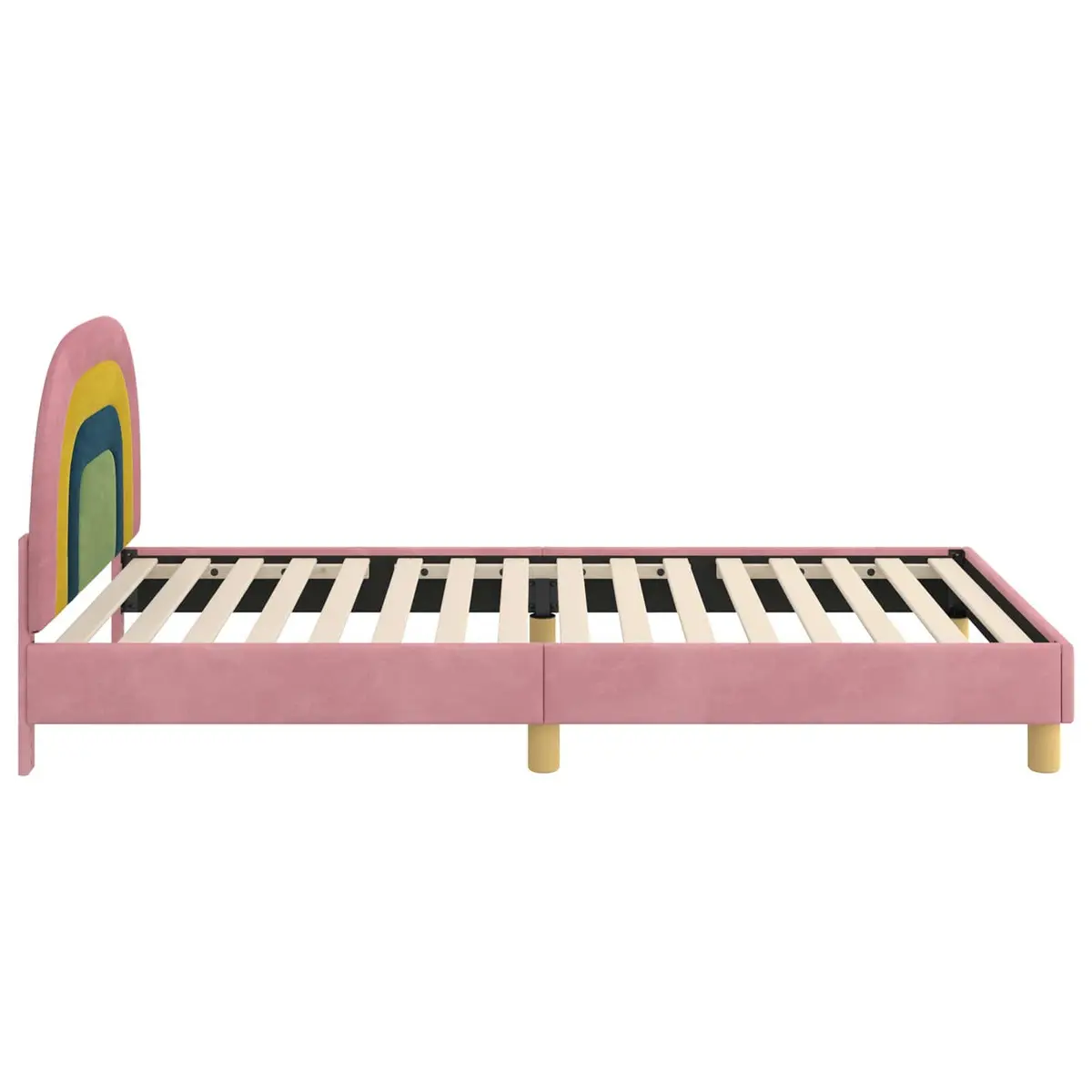 Kids Bed Frame Velvet Touch 90 x 190 cm Pink Slatted Base