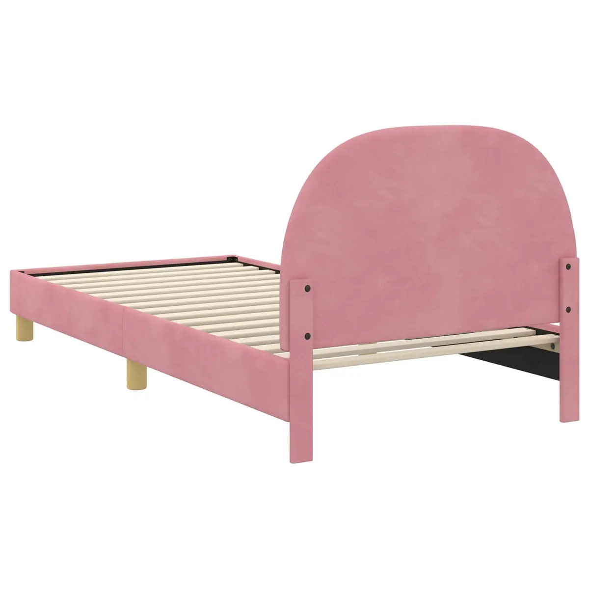 Kids Bed Frame Velvet Touch 90 x 190 cm Pink Slatted Base