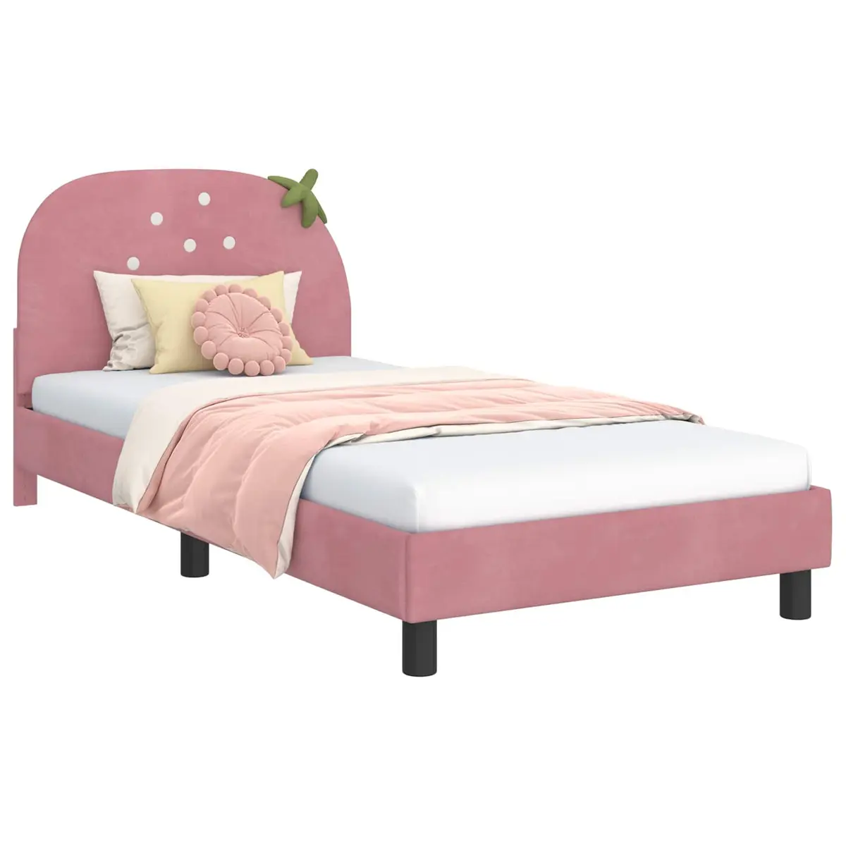 Kids Bed Frame Engineered Wood and Velvet 90 x 190 cm Pink