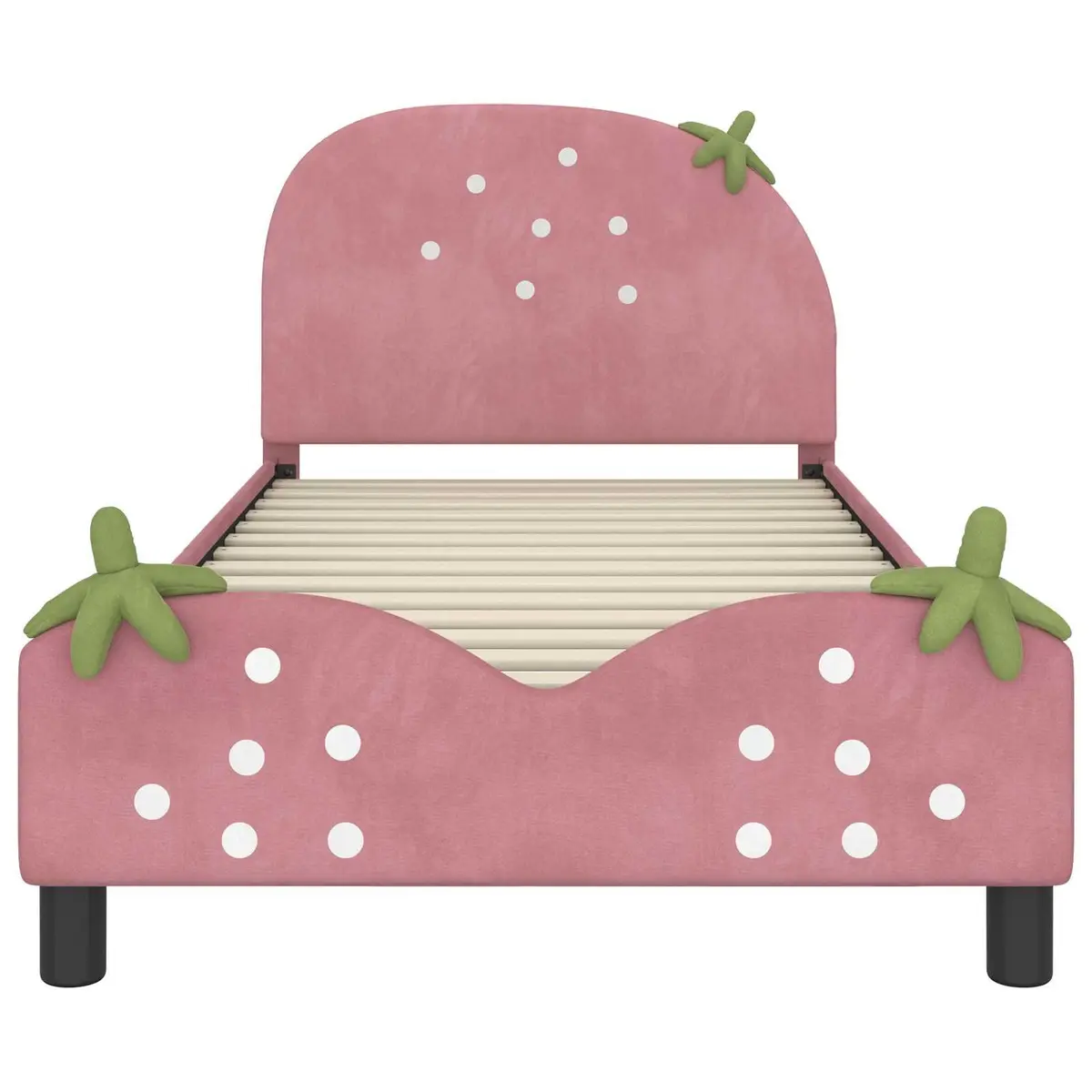 Kids Bed Frame in Pink with Velvet Upholstery