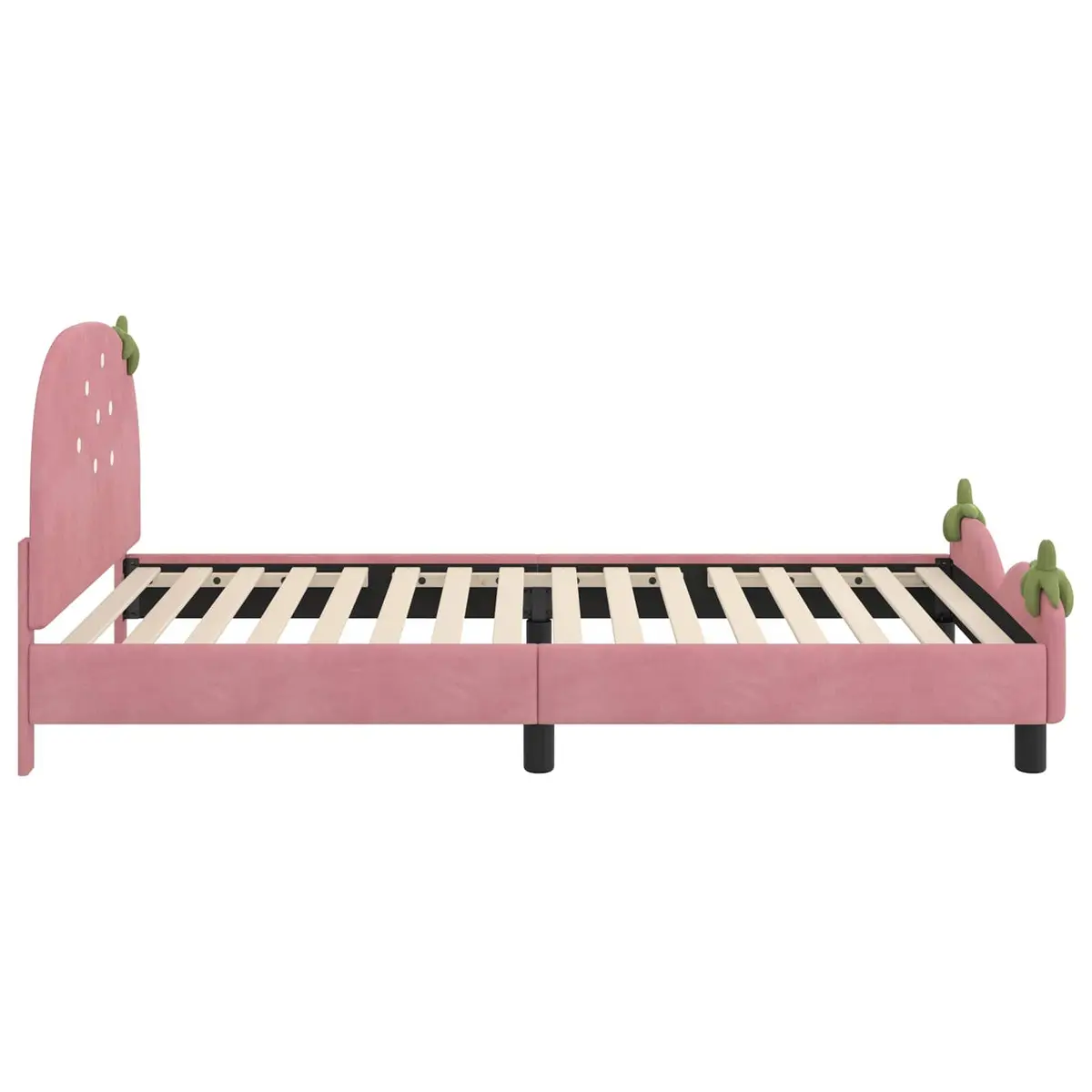 Kids Bed Frame in Pink with Velvet Upholstery