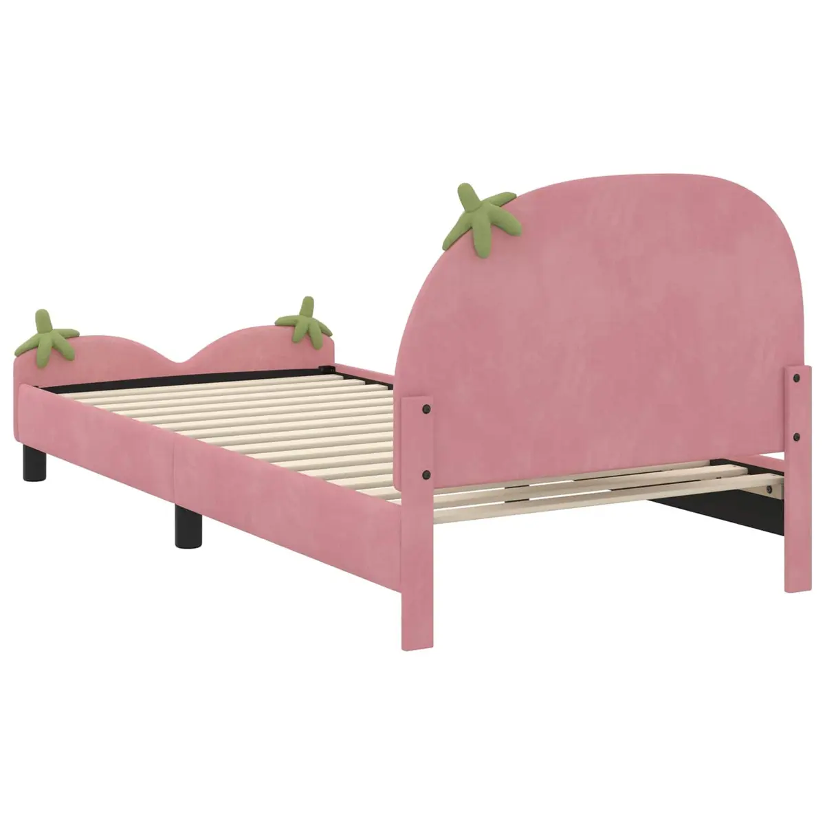 Kids Bed Frame in Pink with Velvet Upholstery