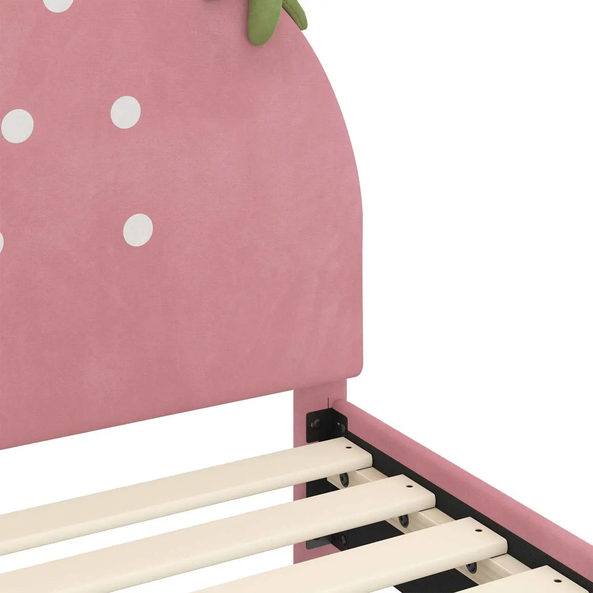 Kids Bed Frame in Pink with Velvet Upholstery