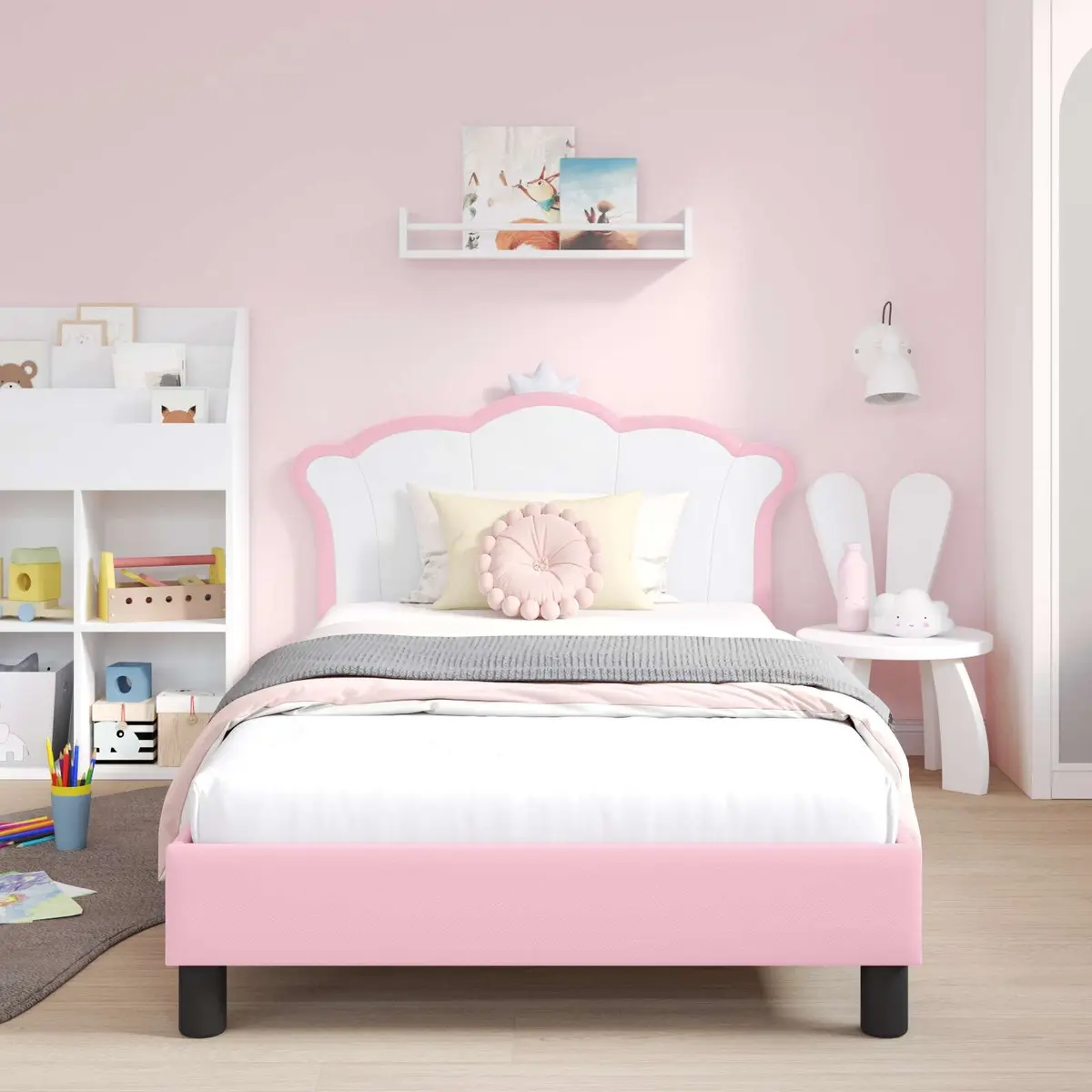 Kids Bed Frame in Pink with Easy Assembly