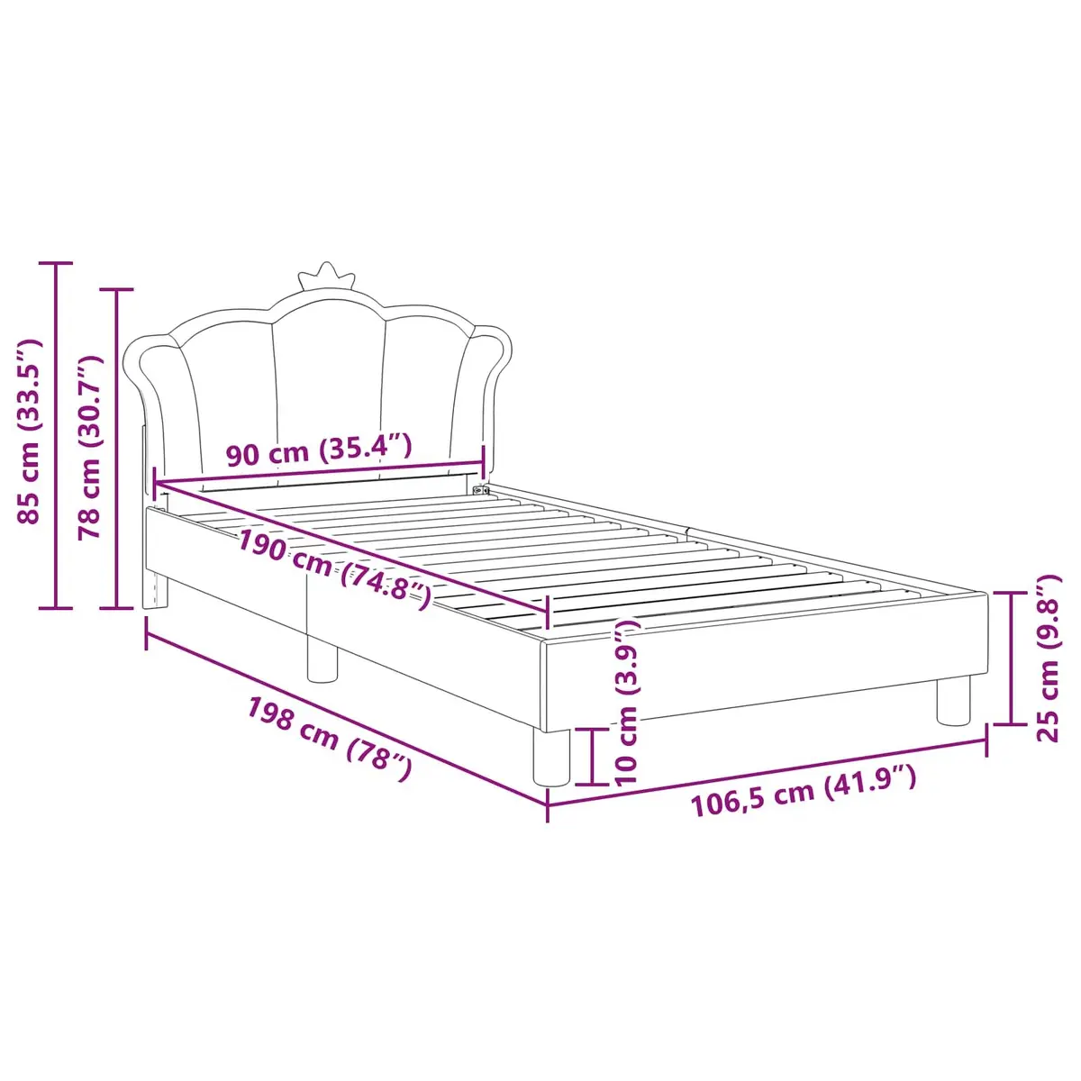 Kids Bed Frame in Pink with Easy Assembly