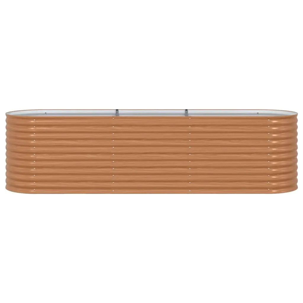 Raised Garden Bed 320x80x81cm Brown Steel Outdoor Planter Box Modern Design