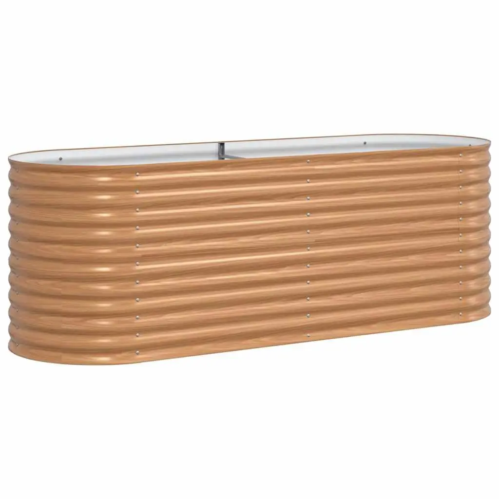 Raised Bed Garden Planter Steel Brown 240x80x81cm Outdoor Gardening Deck Box