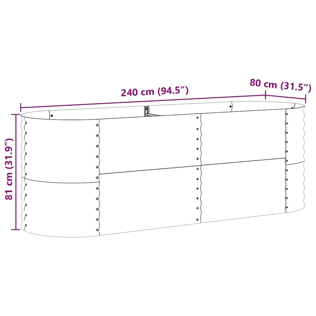 Raised Bed Garden Planter Steel Brown 240x80x81cm Outdoor Gardening Deck Box