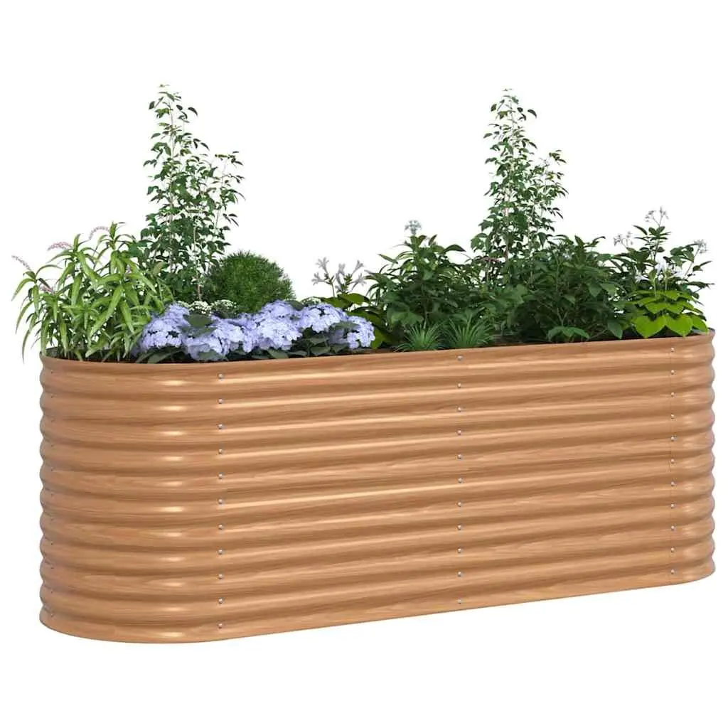 Raised Bed Garden Planter Steel Brown 240x80x81cm Outdoor Gardening Deck Box