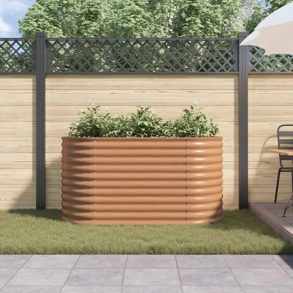 Raised Garden Bed 160x80x81cm Brown Steel Outdoor Planter Box Minimalist Design