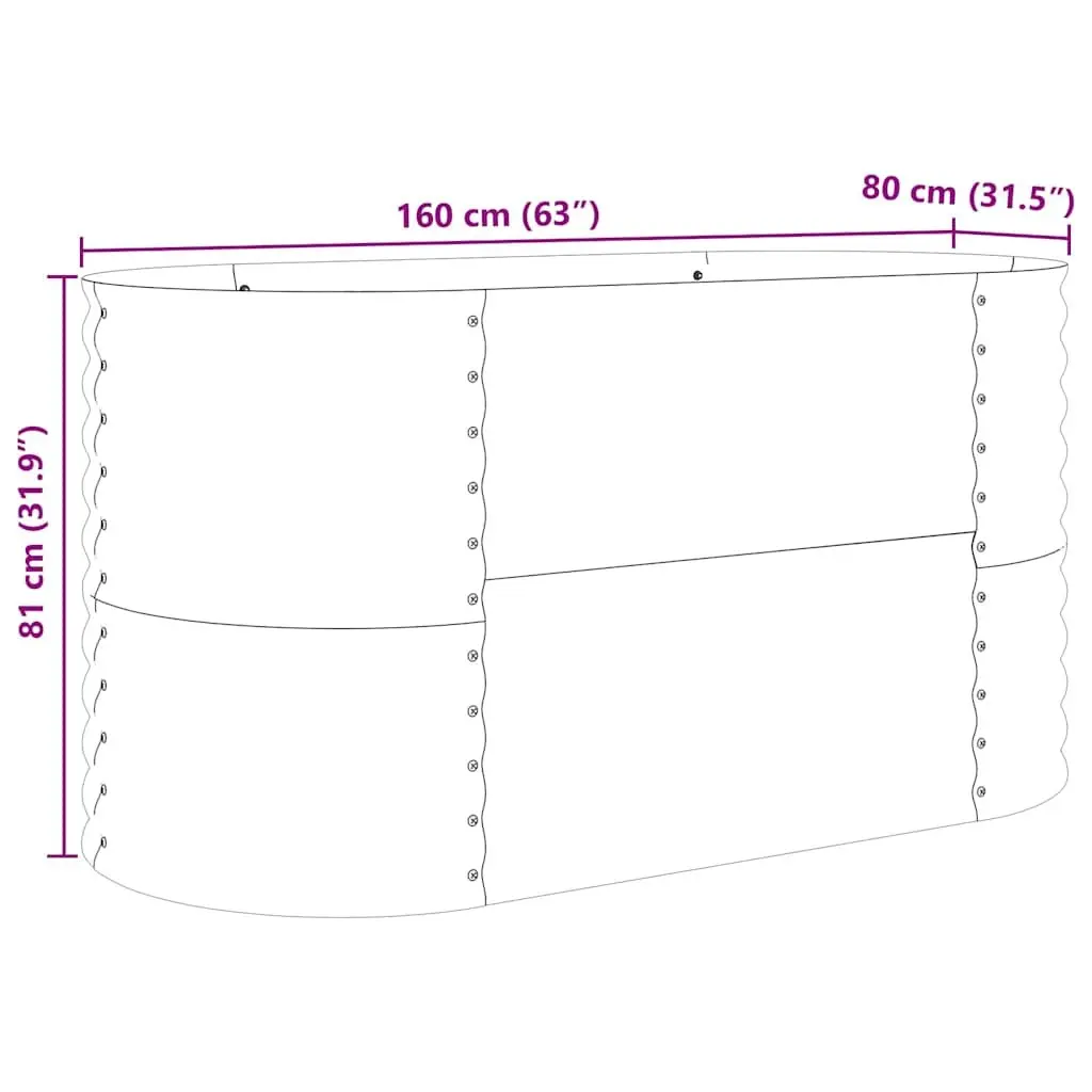 Raised Garden Bed 160x80x81cm Brown Steel Outdoor Planter Box Minimalist Design