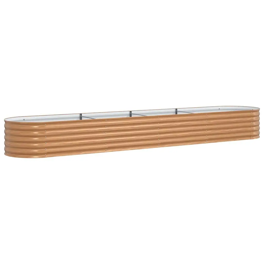 Raised Bed Garden Planter Steel 400x80x44cm Brown Outdoor Vegetable Herb Flower