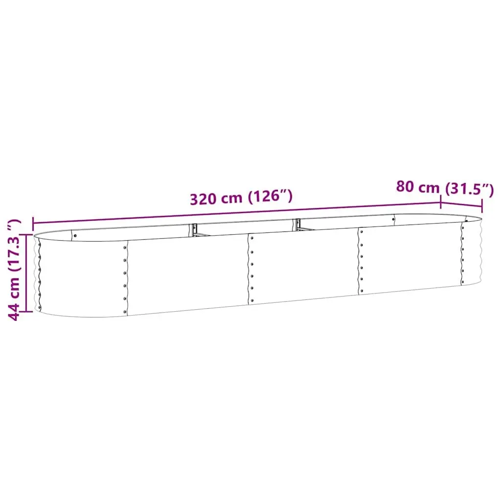 Raised Garden Bed 320x80x44cm Brown Steel Planter Box Outdoor Gardening