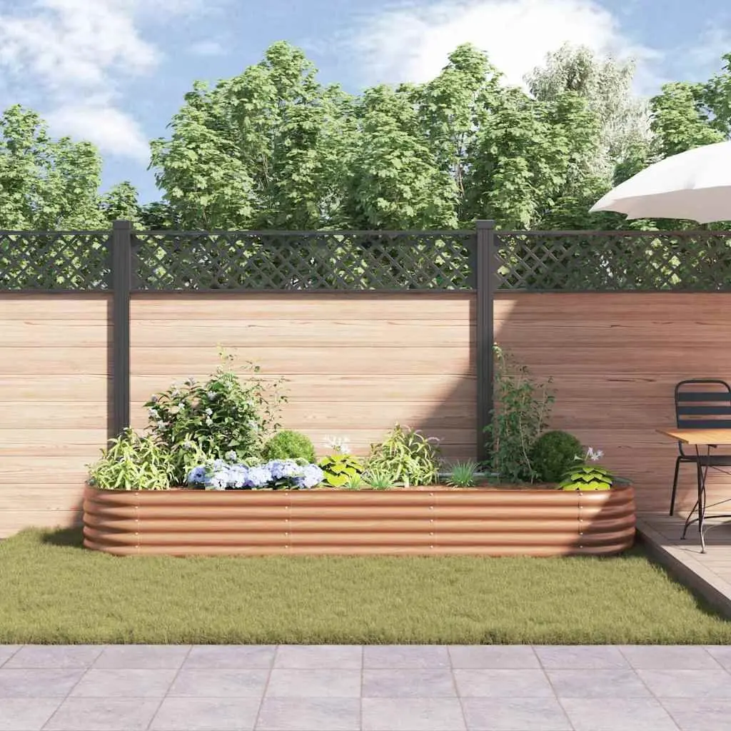 Raised Garden Bed 320x80x44cm Brown Steel Planter Box Outdoor Gardening