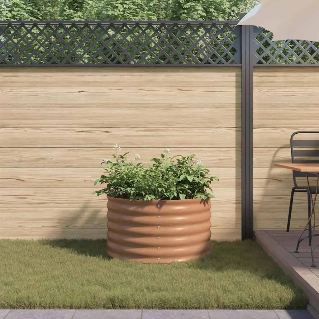 Raised Garden Bed Steel Frame 80x80x44cm Brown Modern Minimalist