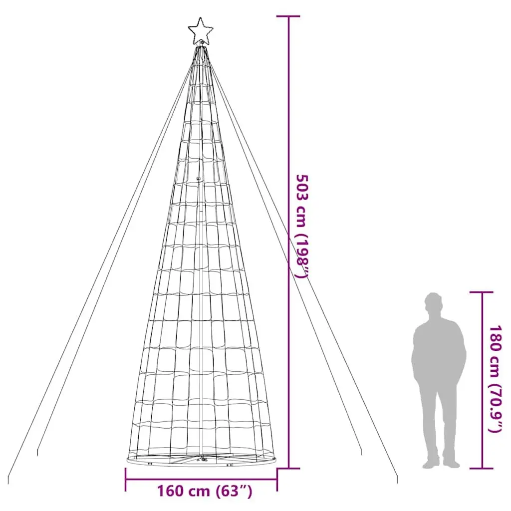LED Christmas Tree Warm White 160x160x503cm Festive Decoration Indoor Outdoor