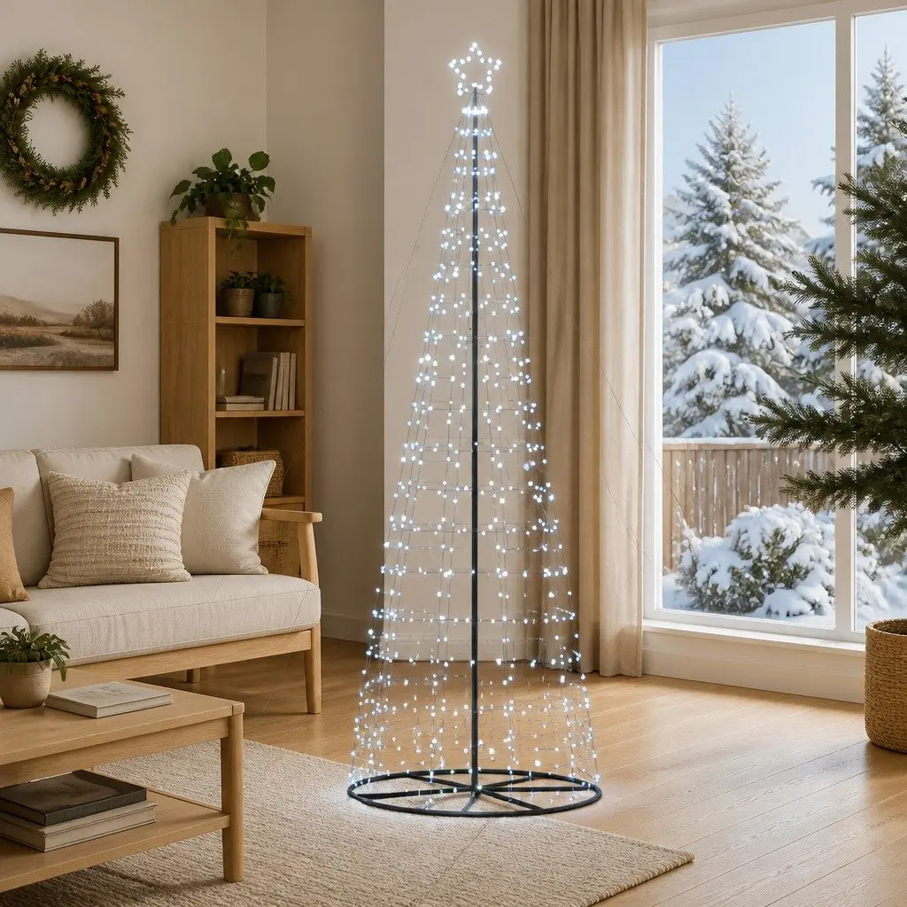 LED Christmas Tree Iron Construction 160x160x503cm Cool White Eight Flash Modes Indoor Outdoor Holiday Decoration