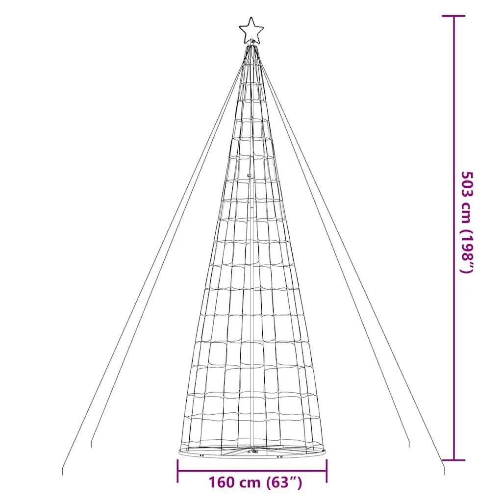 LED Christmas Tree Iron Construction 160x160x503cm Cool White Eight Flash Modes Indoor Outdoor Holiday Decoration
