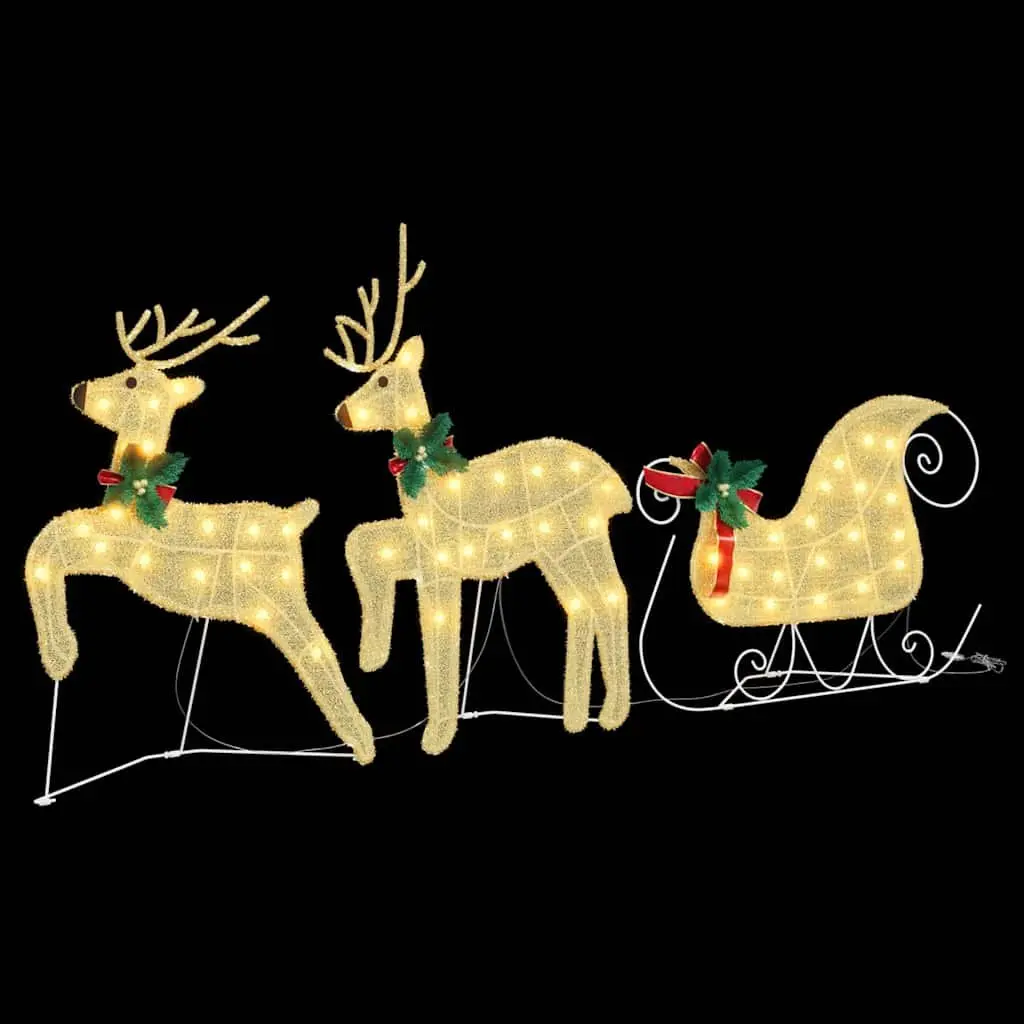 LED Reindeer Decorations Fabric 3 Piece Warm White Christmas Holiday Ornaments