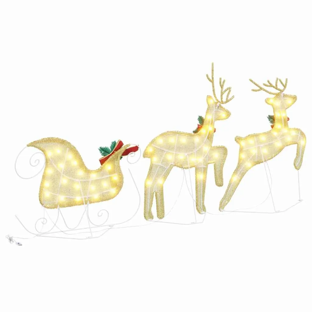 LED Reindeer Decorations Fabric 3 Piece Warm White Christmas Holiday Ornaments