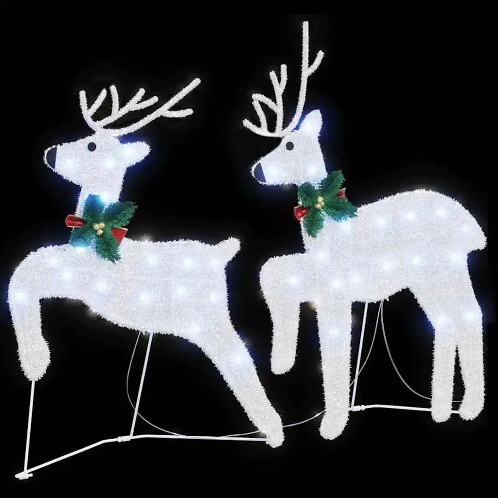 LED Reindeer Decorations Art Deco Cold White 2 Piece Indoor Outdoor Holiday Ornaments