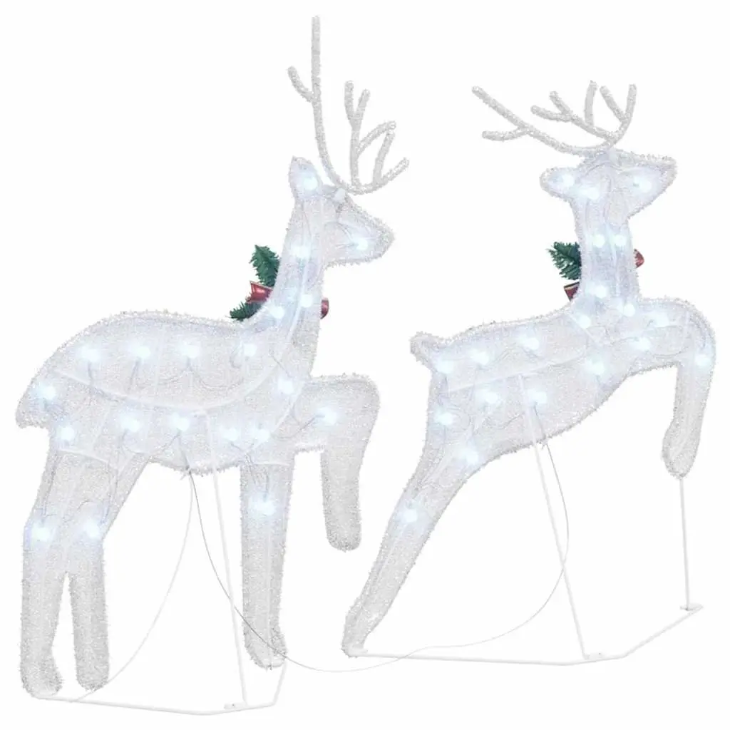 LED Reindeer Decorations Art Deco Cold White 2 Piece Indoor Outdoor Holiday Ornaments