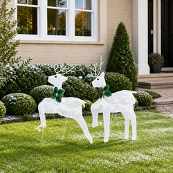 LED Reindeer Christmas Decoration 2 Pieces Cool White Holiday Lights USB Powered