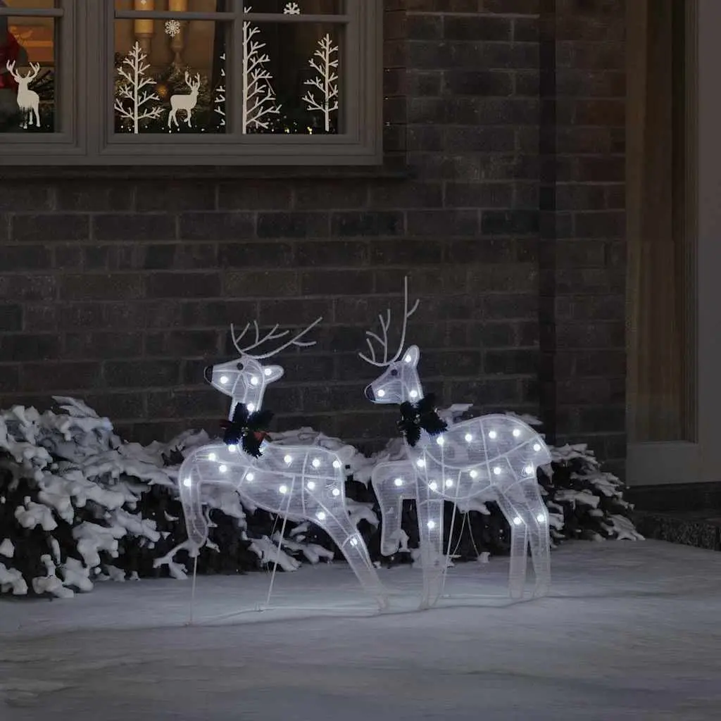 LED Reindeer Christmas Decoration 2 Pieces Cool White Holiday Lights USB Powered