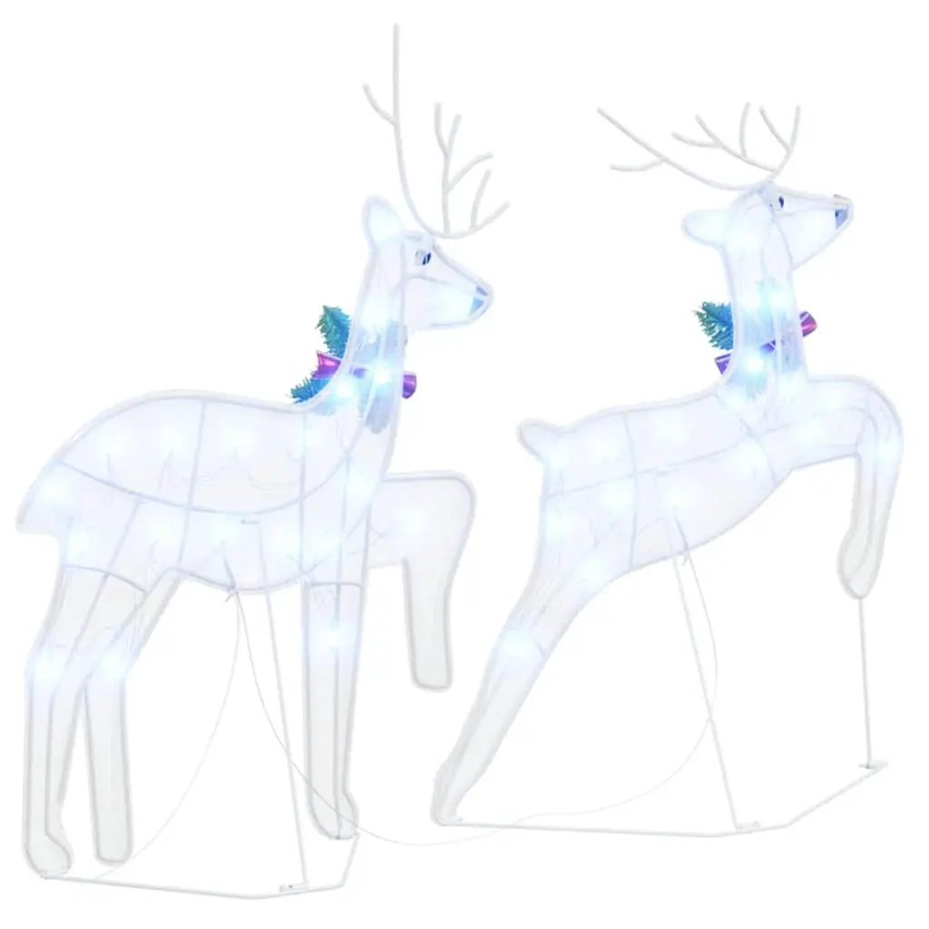 LED Reindeer Christmas Decoration 2 Pieces Cool White Holiday Lights USB Powered