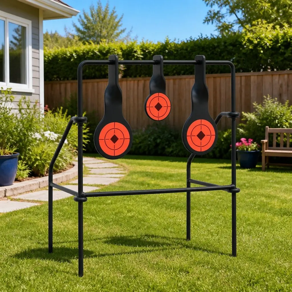 Steel Resetting Shooting Target Indoor Outdoor Black