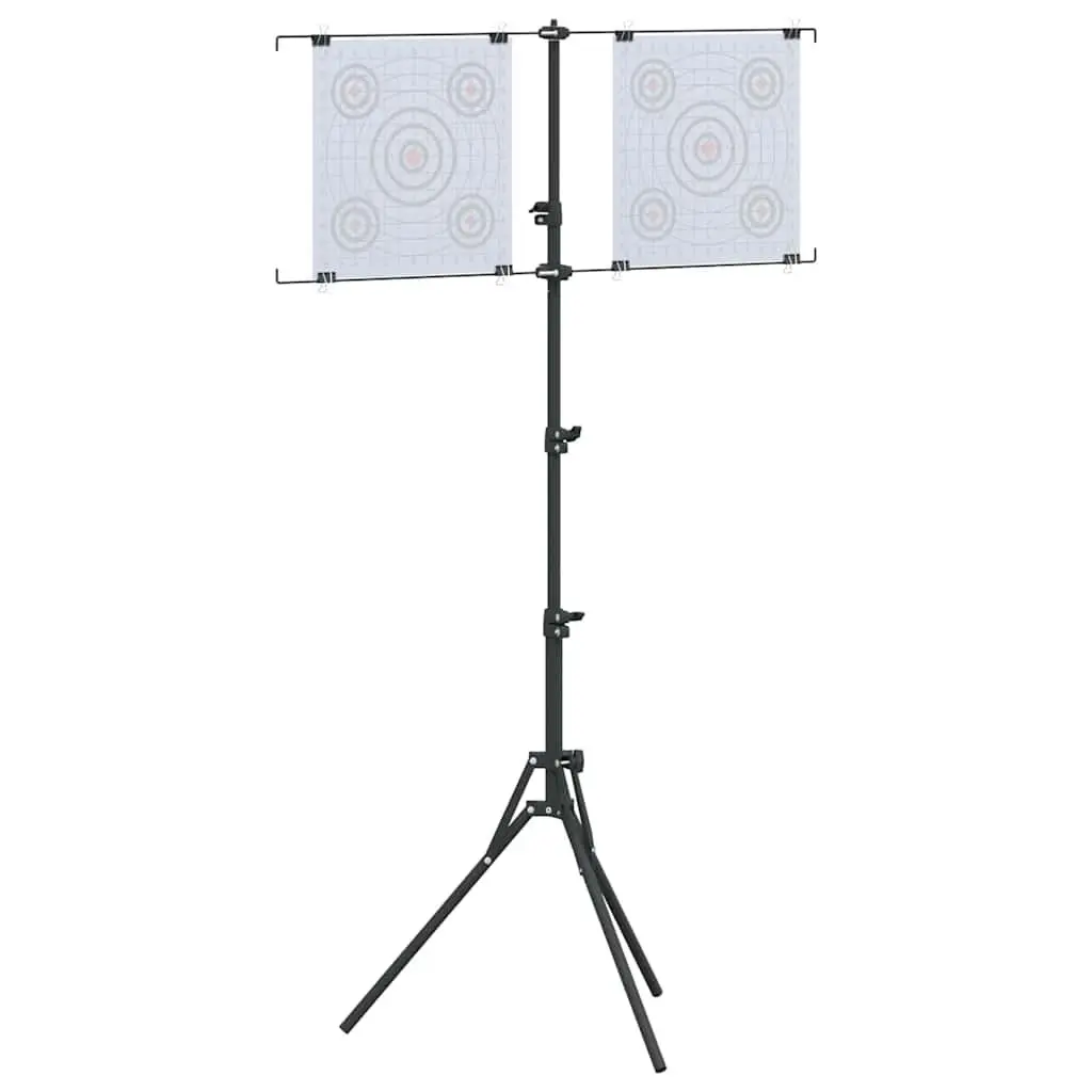 Folding Metal Target Stand Adjustable Height Black Outdoor Shooting Range