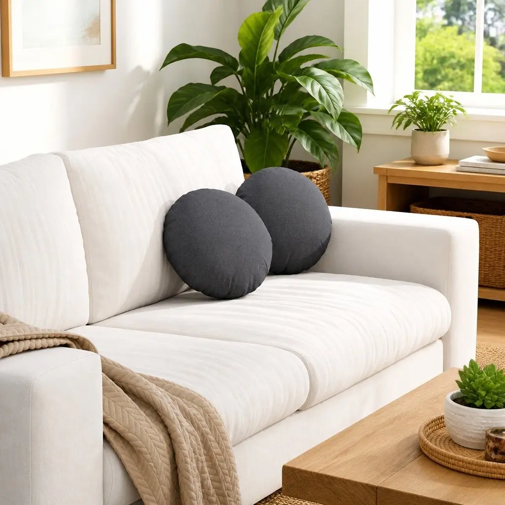 Seat Cushions Fabric Round 30cm Dark Grey 2 pcs Machine Washable