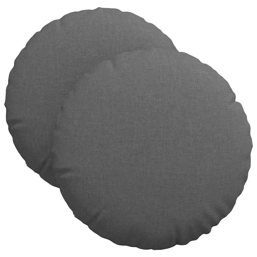 Seat Cushions Fabric Round 40cm Dark Grey 2 pcs Indoor Chair Sofa Cushion Decor