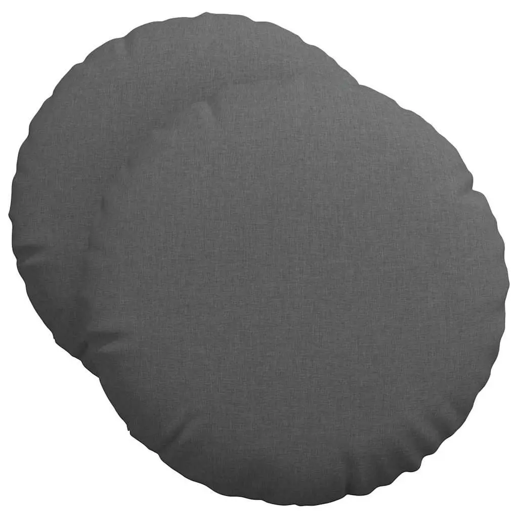 Seat Cushions Fibre Filling Round Ø50 x 19 cm Dark Grey Machine Washable Indoor 2 pcs