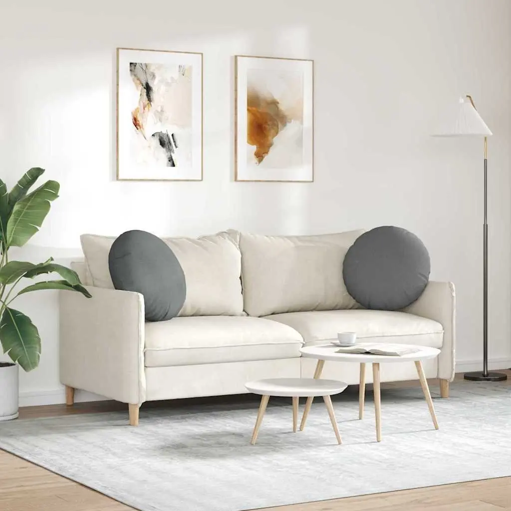 Seat Cushions Fibre Filling Round Ø50 x 19 cm Dark Grey Machine Washable Indoor 2 pcs