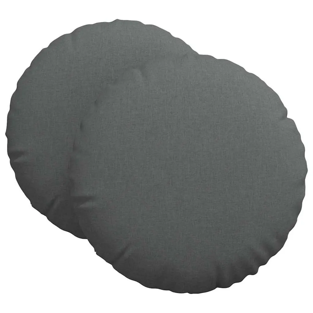 Round Seat Cushions 2 pcs Grey Ø60 x 21 cm Fabric Indoor Chair Sofa Pad