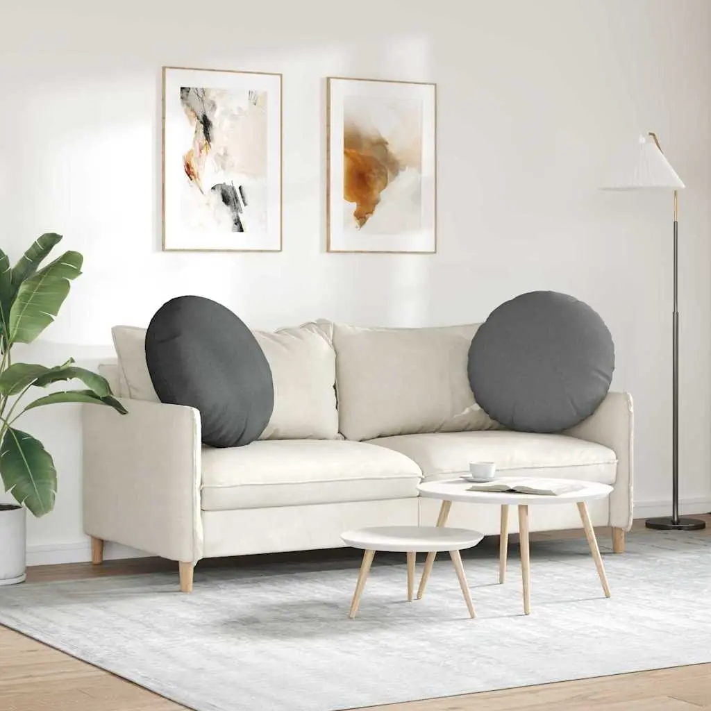 Round Seat Cushions 2 pcs Grey Ø60 x 21 cm Fabric Indoor Chair Sofa Pad
