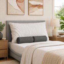 Practical 2 pcs Dark Grey Bolster Cushions for Home Use