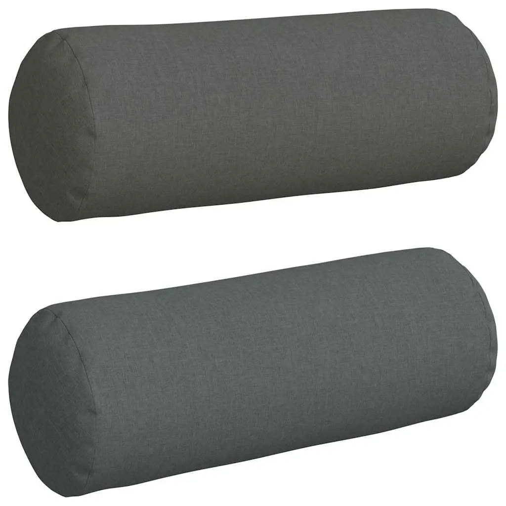 Bolster Pillows Polyester 25 x 70 cm Grey 2 pcs Cylindrical Cushions Removable Covers