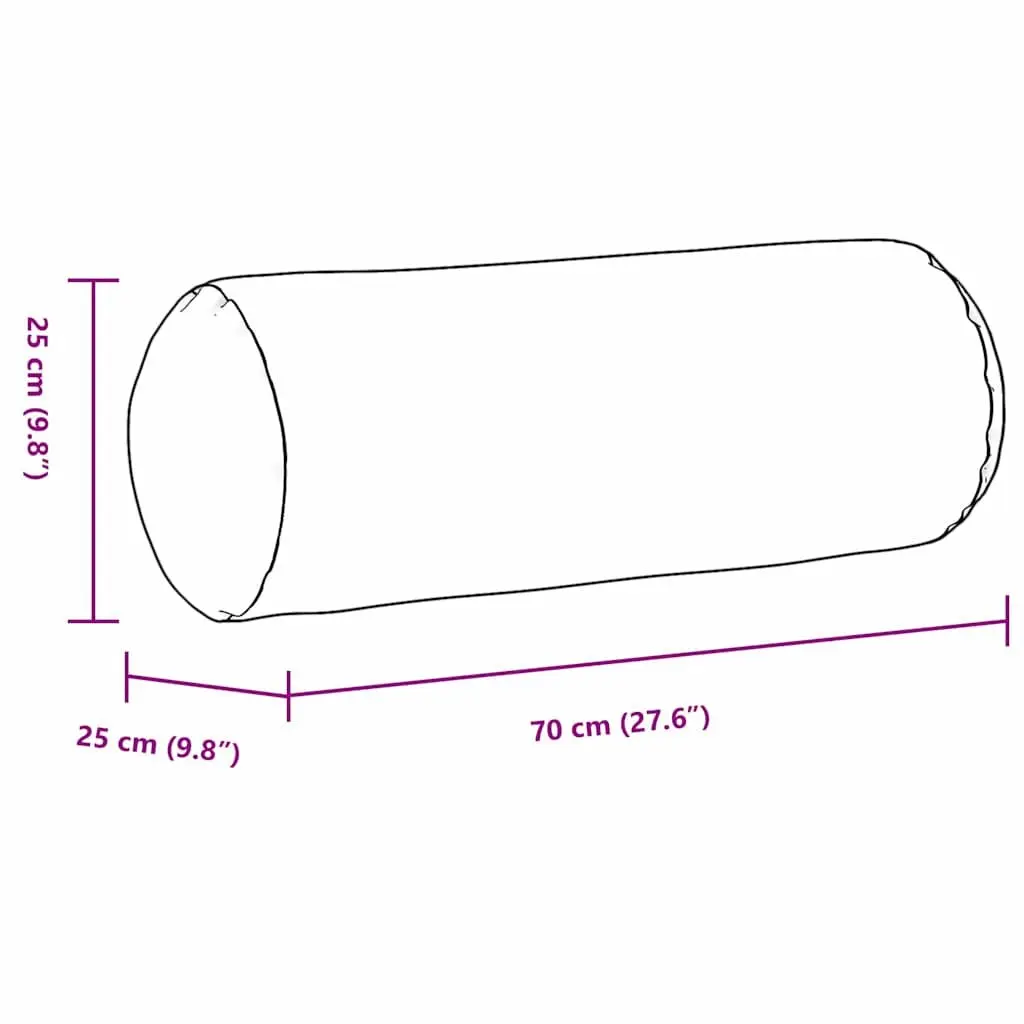 Bolster Pillows Polyester 25 x 70 cm Grey 2 pcs Cylindrical Cushions Removable Covers