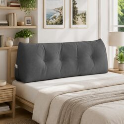 Back Pillow Support Cushion Grey 140x24x50cm Ergonomic Lounge Bedroom Living