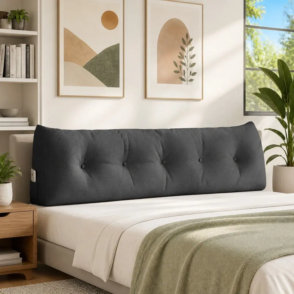 Back Pillow Ergonomic Support Cushion Grey 160x24x50cm