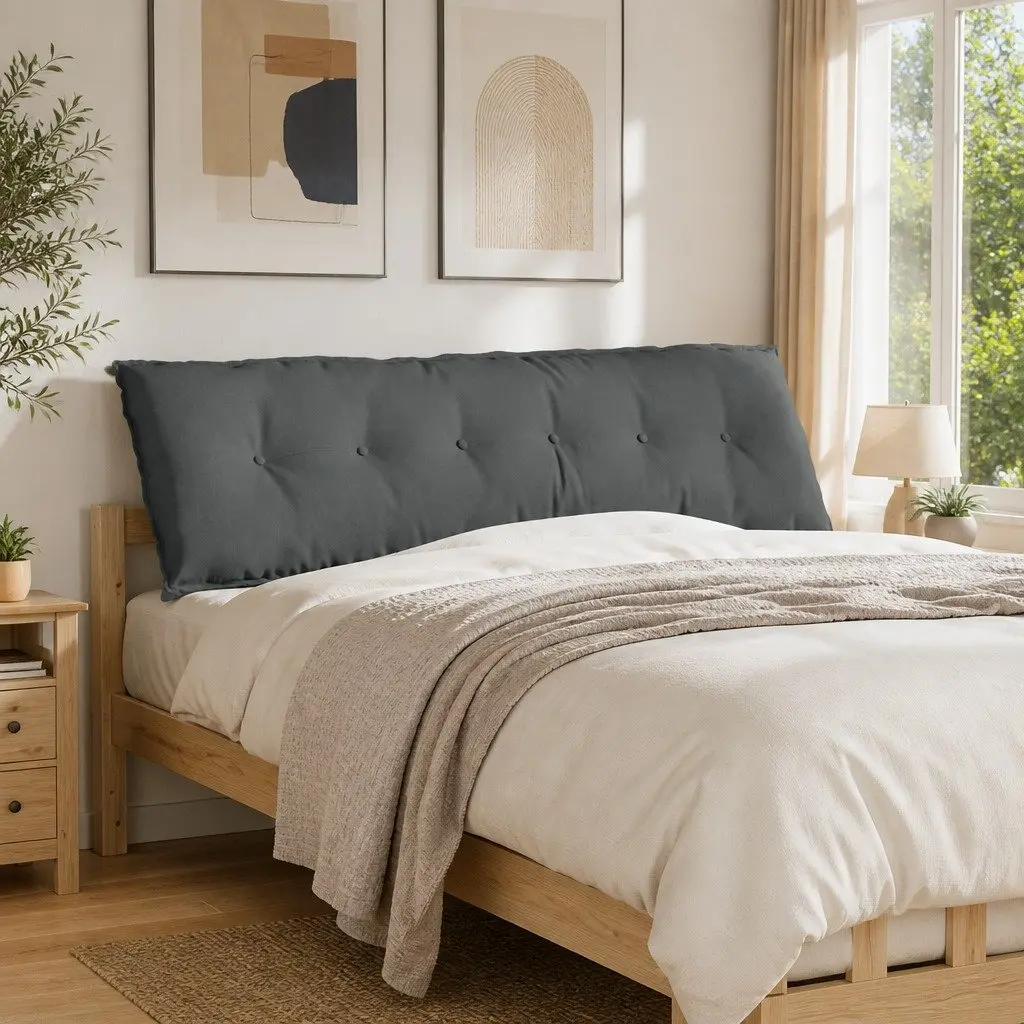 Back Pillow Polyester Fiberfill Indoor Support Cushion 160 x 19 x 50 cm Dark Grey
