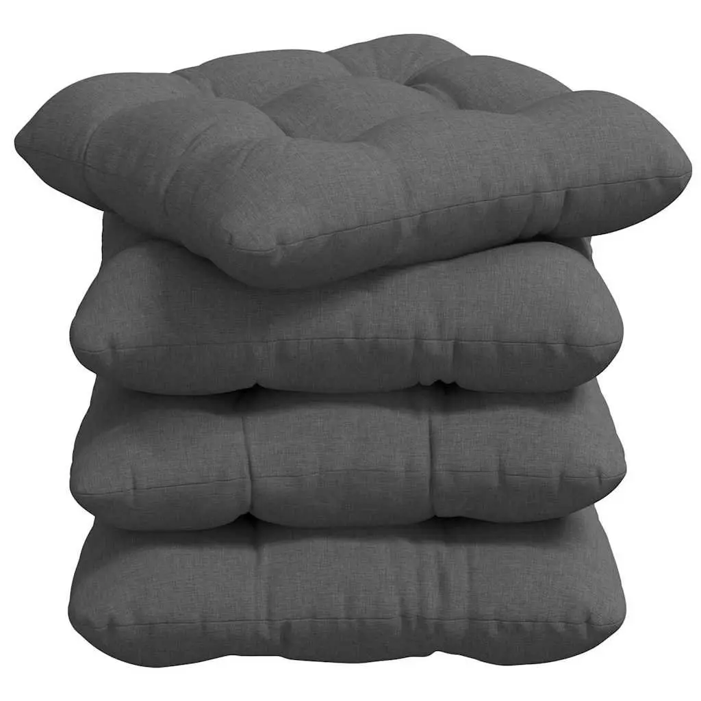 Seat Cushions Soft Fabric 40x40x12 cm Grey Modern Indoor Chair Sofa Cushion Set 4 Piece