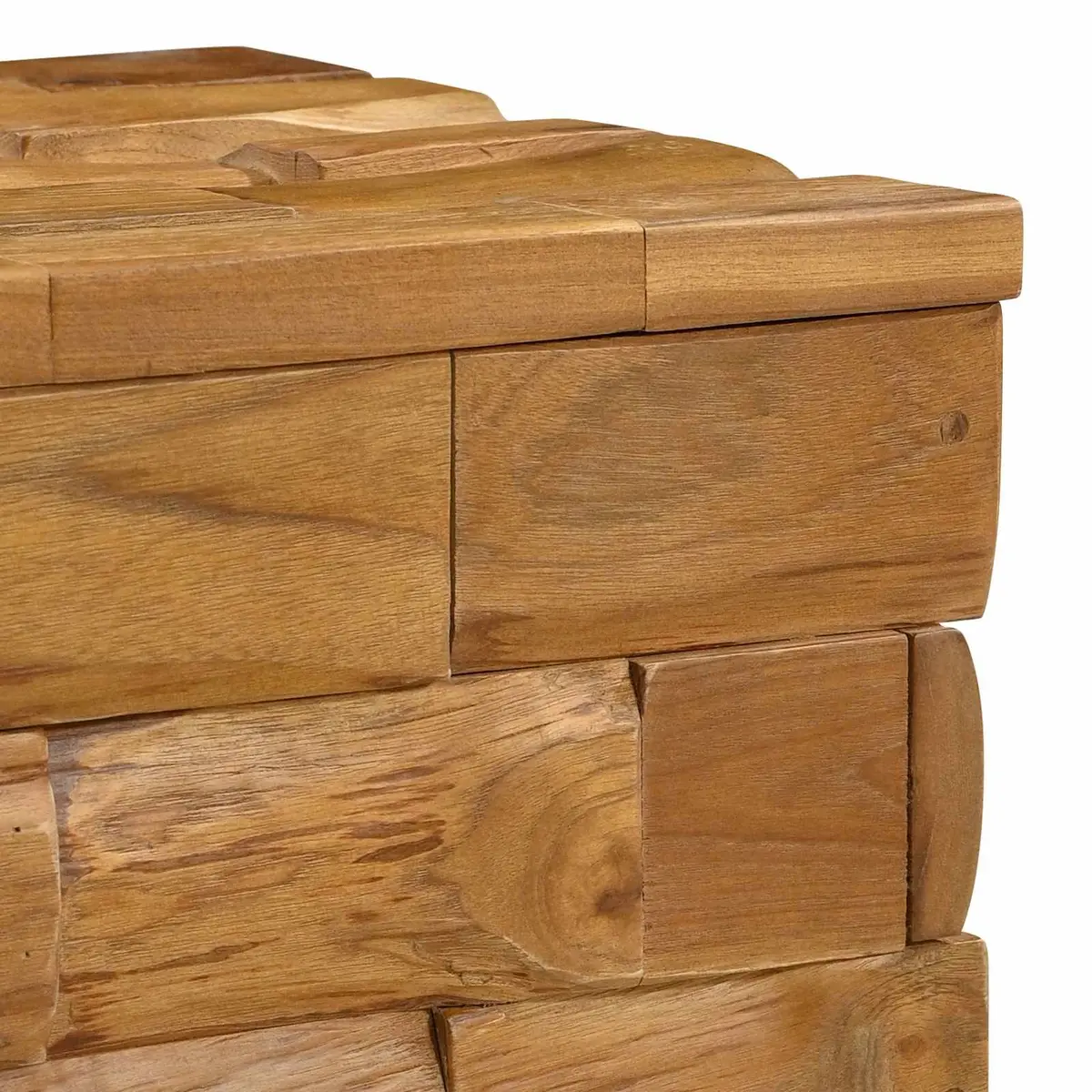 Rectangular Stool Solid Teak Wood Brown Compact Hidden Storage for Bedroom Lounge Entryway