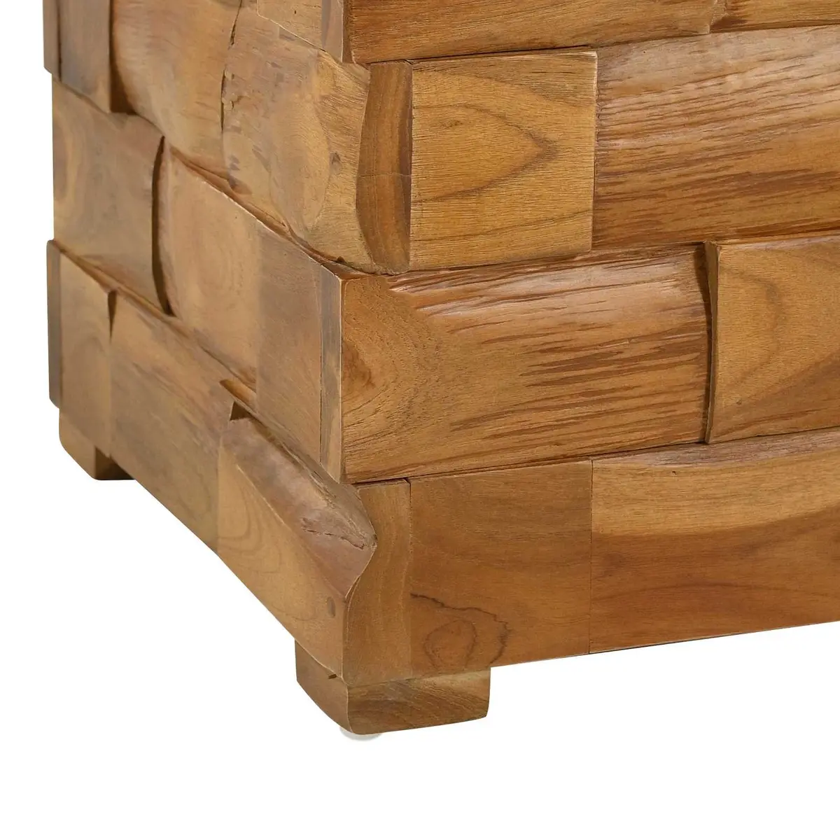 Rectangular Stool Solid Teak Wood Brown Compact Hidden Storage for Bedroom Lounge Entryway