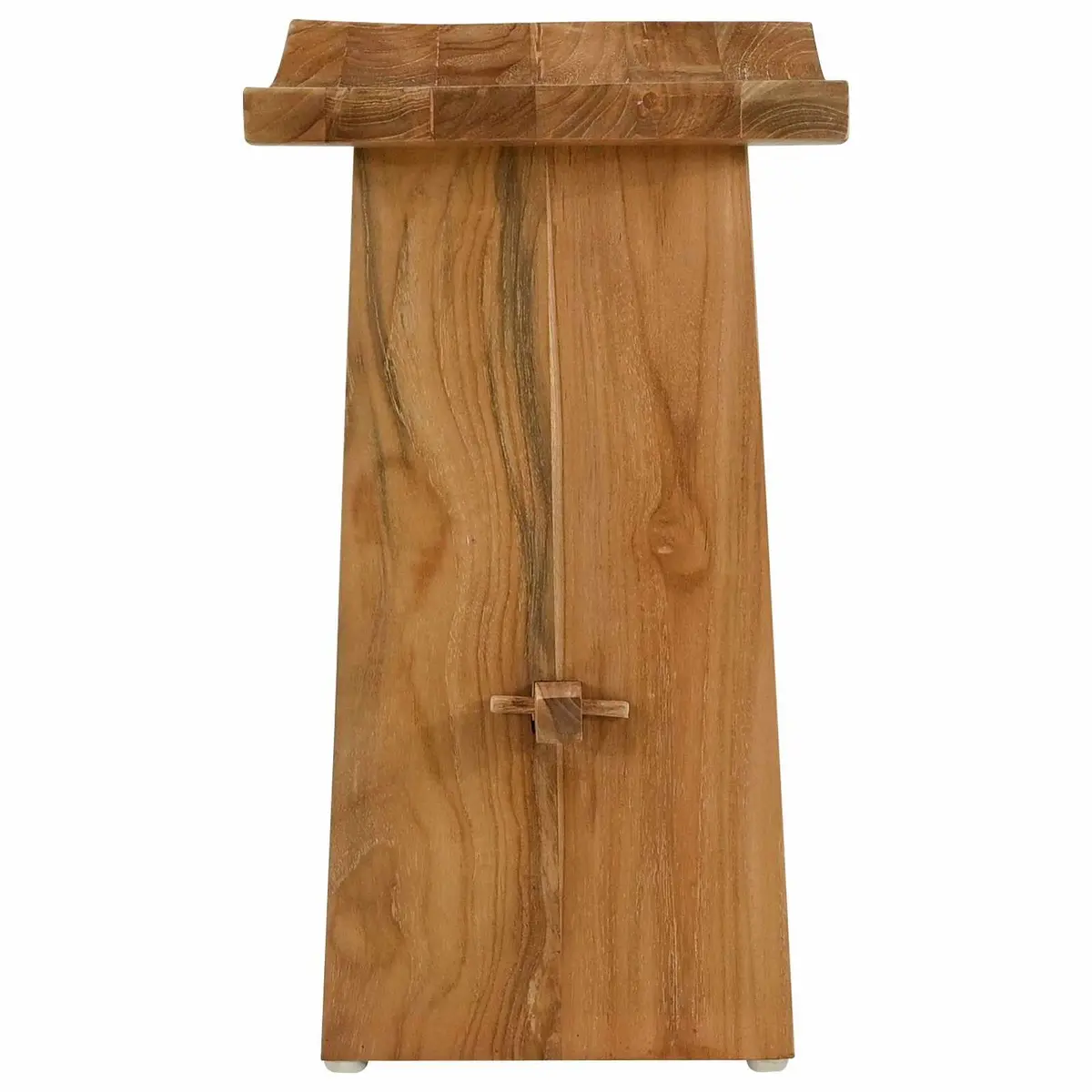 Bathroom Stool Modern Brown Solid Teak Wood Indoor Seating Backless Compact